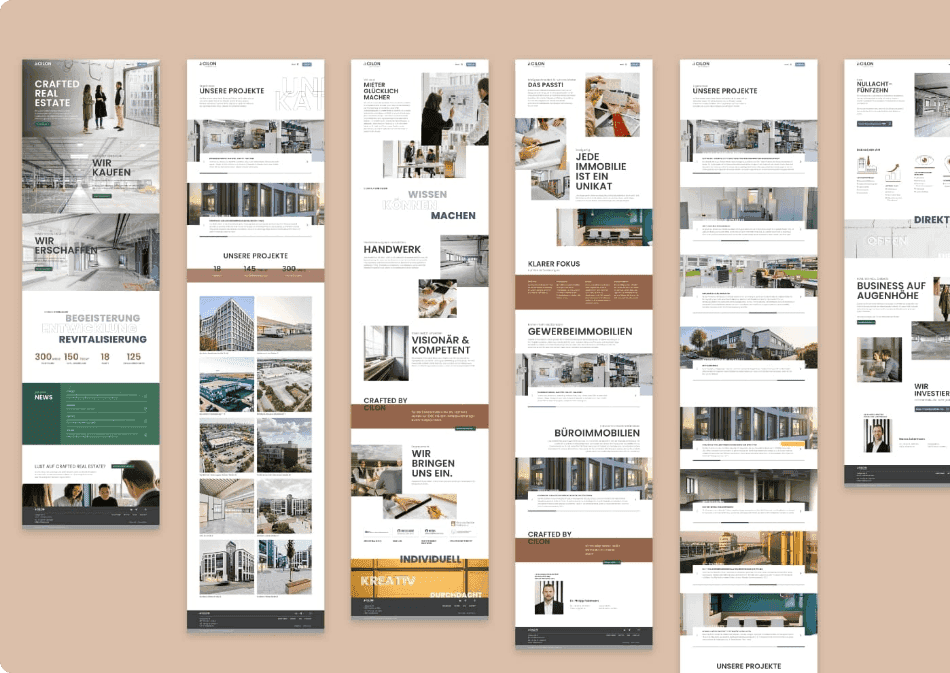 CILON Website Screendesigns