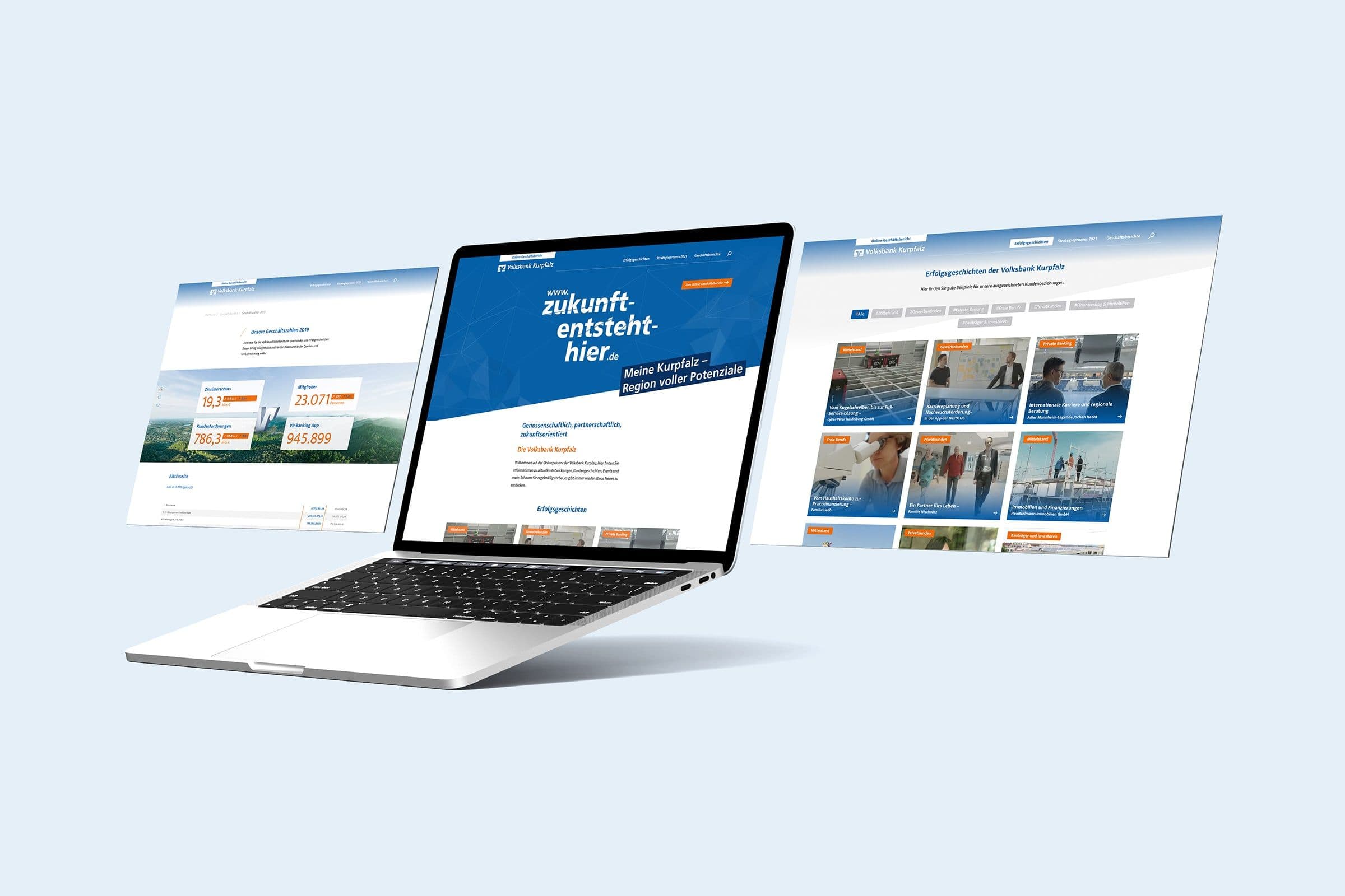 Onlineplattform zukunft-entsteht-hier.de auf dem Laptop