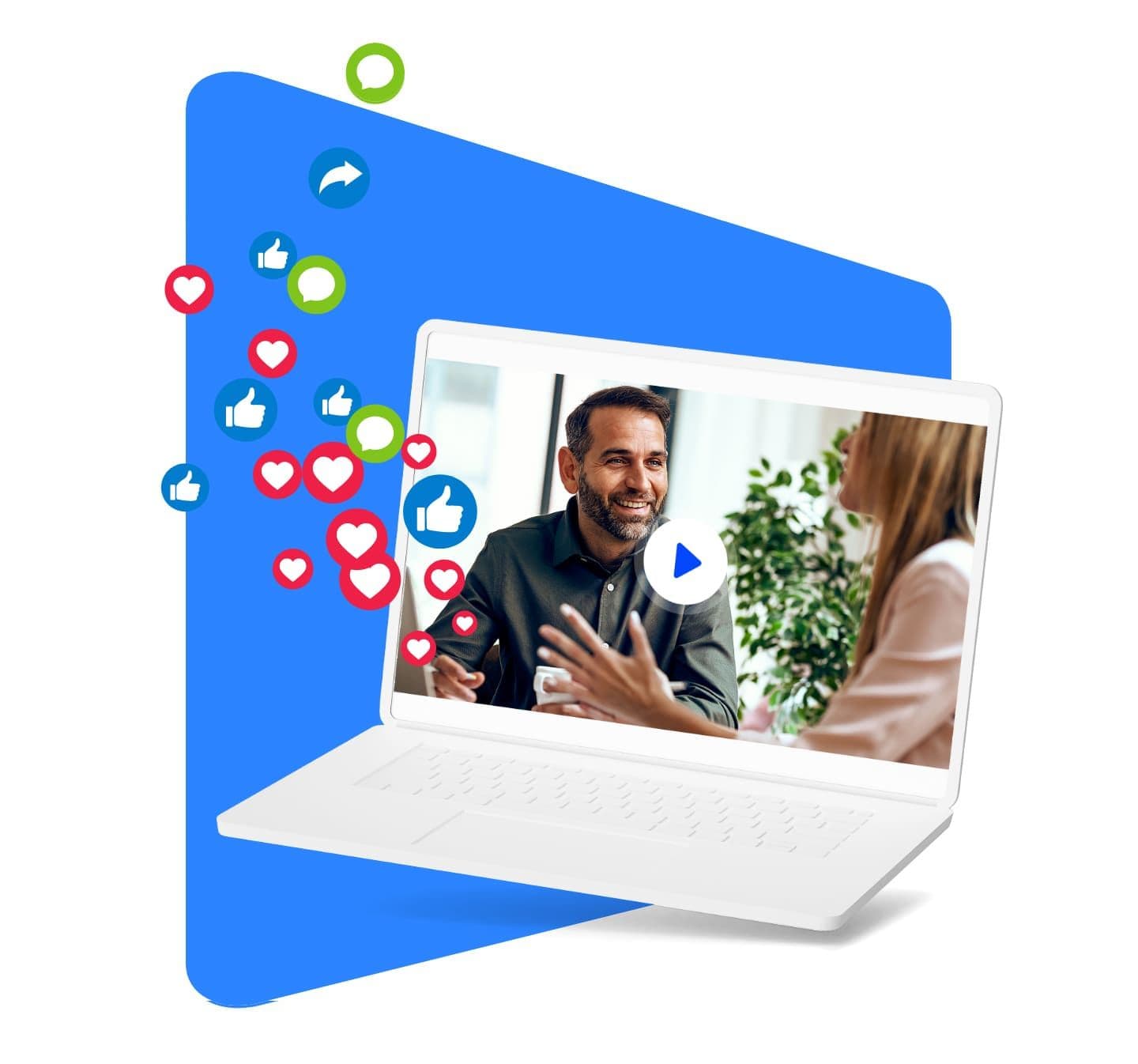 Likes und Interaktionen auf einer Video Success Story in Social Media