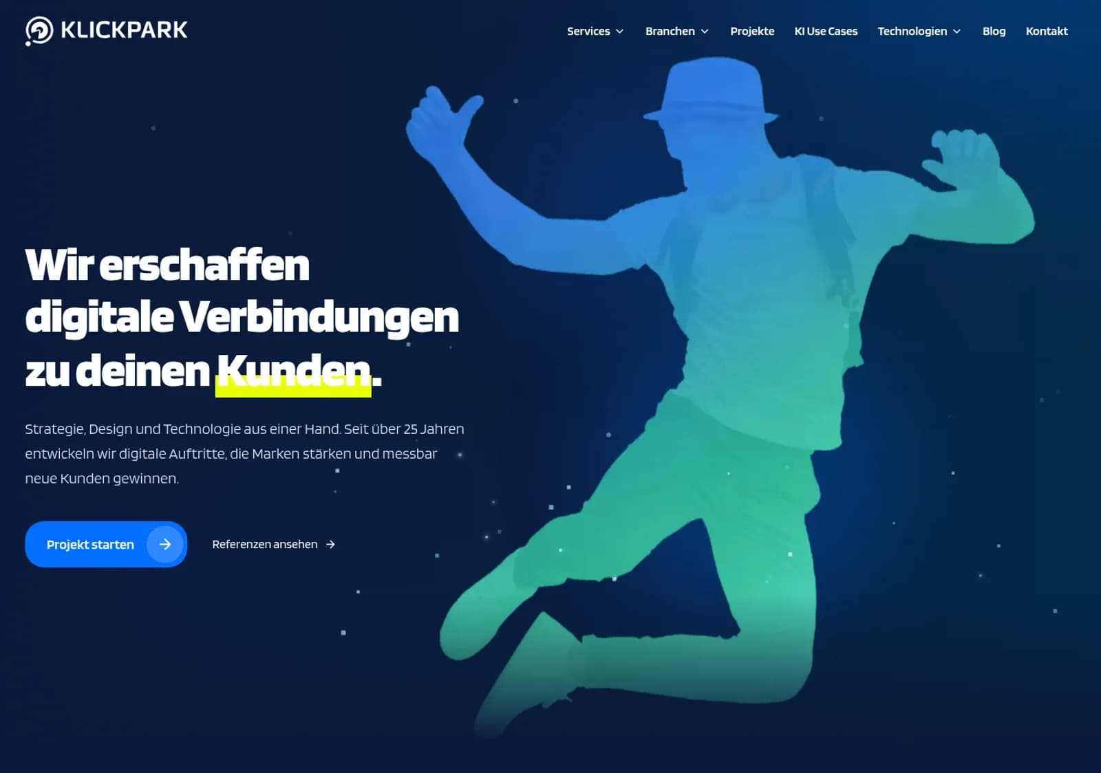 Die Startseite von klickpark.de, ausgeliefert aus dem eigenen Strapi.