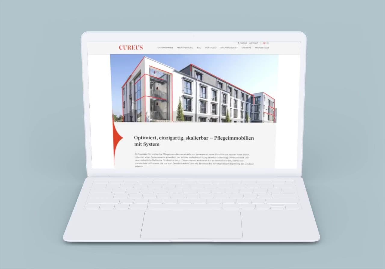 Die neue Online-Präsenz für Cureus. Innovationskraft für nachhaltige Pflegeimmobilien.